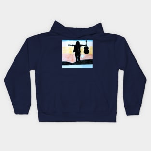 A girl holding Guitar Kids Hoodie